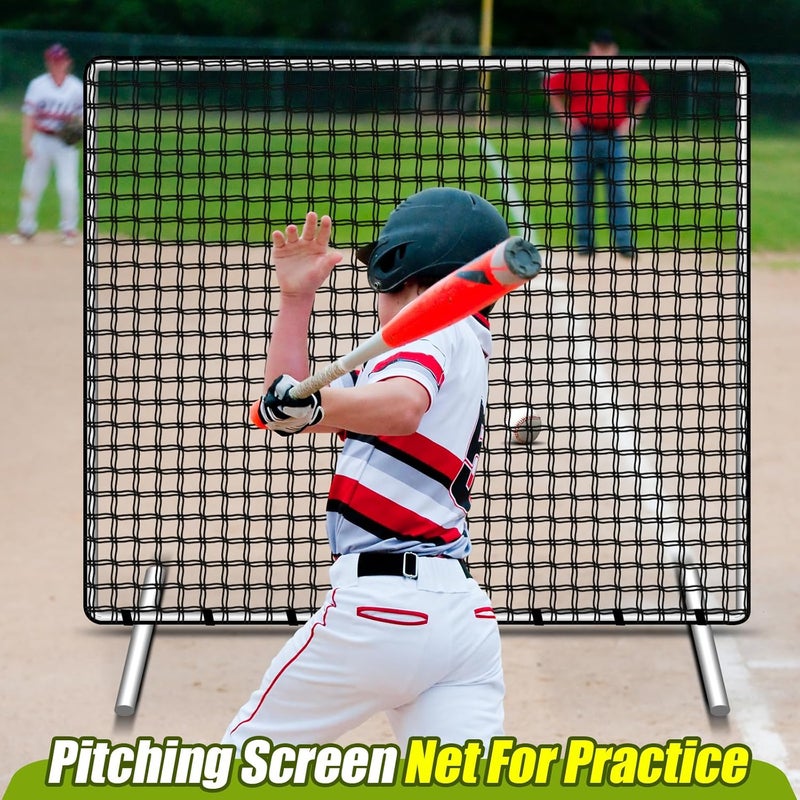 Vincreem Replacement Baseball Net 7 x 7 ft Protective Portable Pitching Screen Safety Netting 45 Ply 42 Inch Cut Out, Net Only, No Frame Included, Black - Image 5